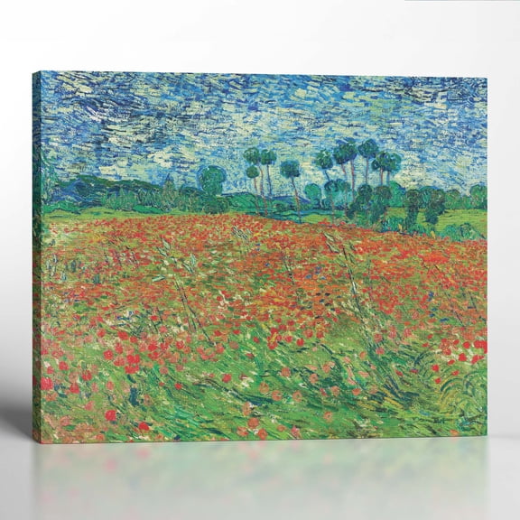Van Gogh Wall Art, Poppy Field Canvas Print, Poppy Field, Famous Art Prints, Van Gogh Canvas Wall Art , Ready To Hang for Living Room Home Wall Décor 16x20