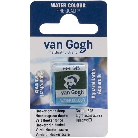 Van Gogh Watercolor Paint, Half Pan, Hooker Green Deep 645
