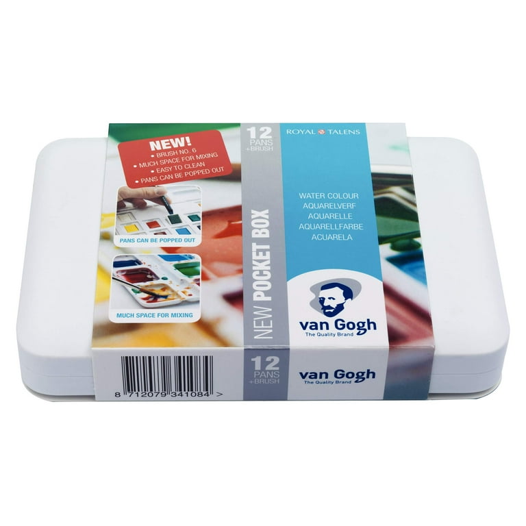 Van Gogh Watercolor Paint Set, Plastic Pocketbox, 12-Half Pan General  Selection