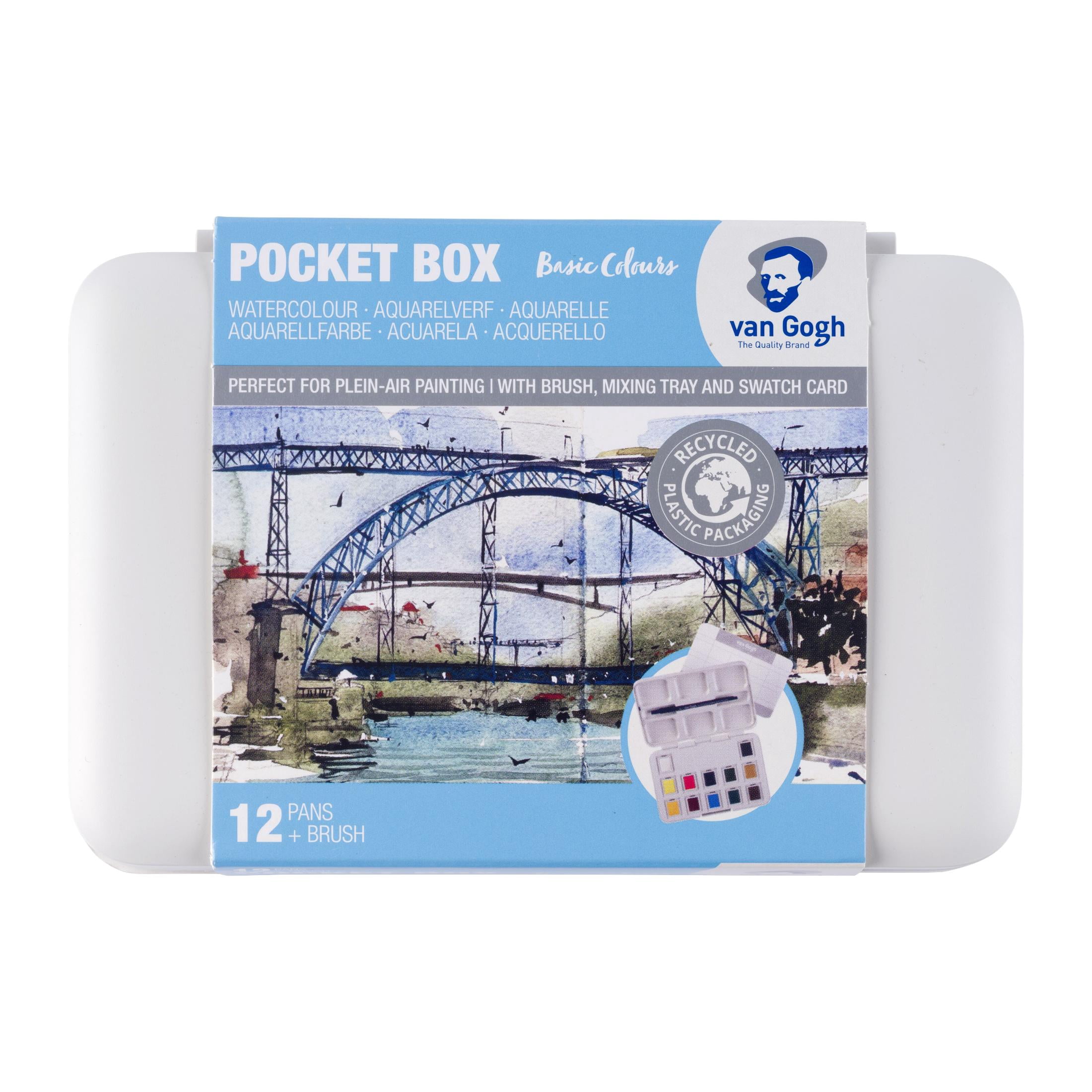 Van Gogh Watercolor Paint Set, Plastic Pocketbox, 12-Half Pan General Selection