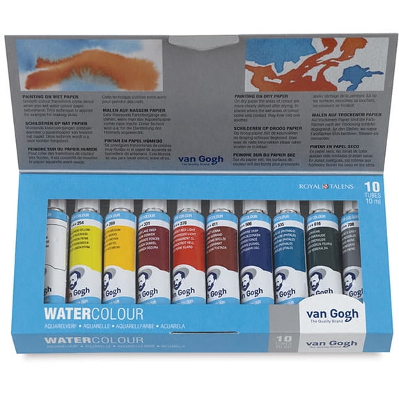 Van Gogh Watercolors Set - Set of 10, Assorted Colors, 10 ml tubes