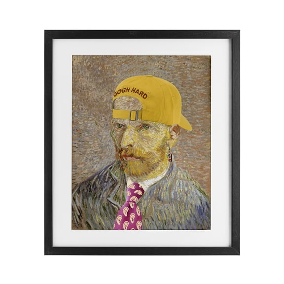 Van Gogh in Yellow hat Black Framed Print Under Glass, design by Masters Redux