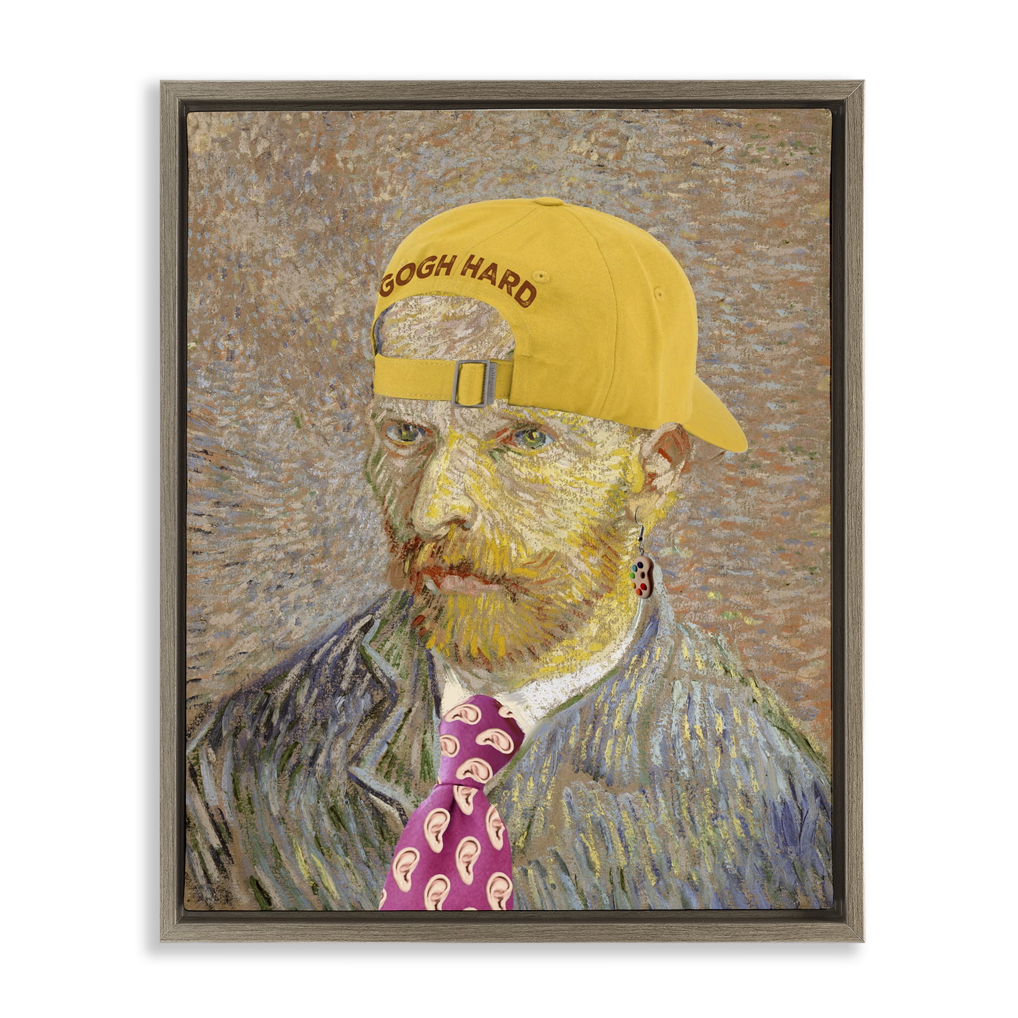 Van Gogh in Yellow hat Brown Framed Floater Canvas Wall Art, design by Masters Redux