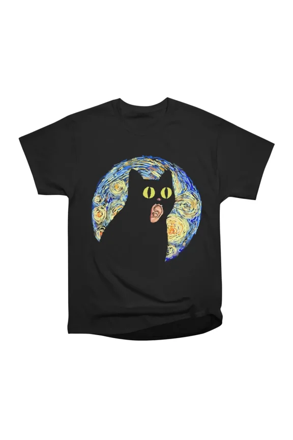 Van Goghs Cat T-Shirt Tee Gift For Him Merch For Her Apparel For Friend
