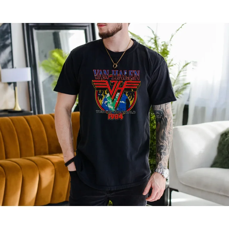 Van Halen 1984 World Tour T Shirt Rock Band Vintage Black Comfort Color 1717 Tee comfort colors design beautiful Walmart