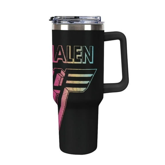 Van Halen 40oz Large Capacity Car Cup Tumbler with Handle And Straw Lid, Insulated Stainless Steel Double Wall Vacuum Travel Mug, Leak-proof Large Capacity Car Cup,Cupholder Friendly