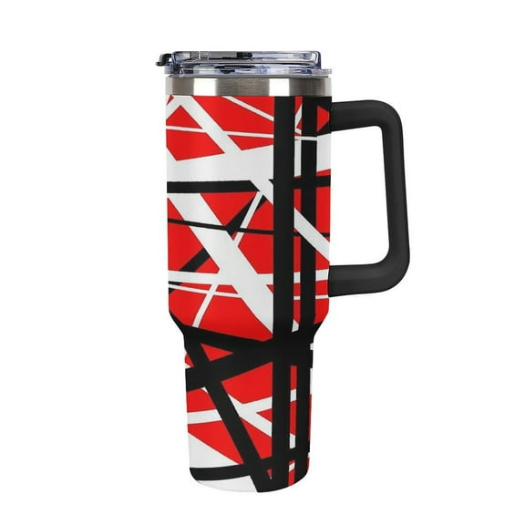 Van Halen 40oz Large Capacity Car Cup Tumbler with Handle And Straw Lid, Insulated Stainless Steel Double Wall Vacuum Travel Mug, Leak-proof Large Capacity Car Cup,Cupholder Friendly