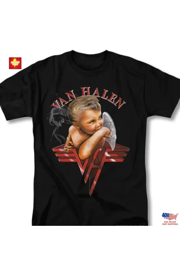 Van Halen Smoking Baby Angel Hard Rock Metal Concert Tour Vtg Retro Tee