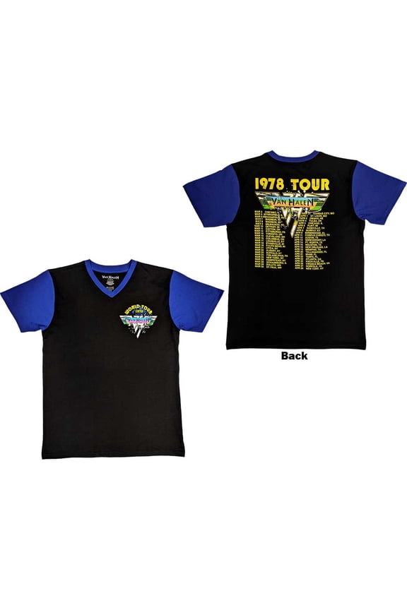Van Halen Unisex Raglan T-Shirt: 1978 Tour Dates (Back Print) (X-Large)
