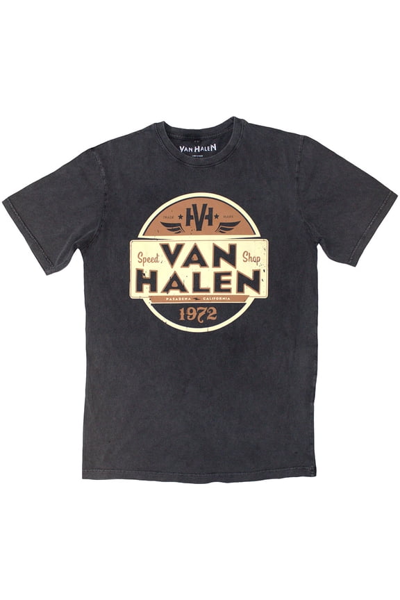 Van Halen Unisex Stone Wash T-Shirt Speed Shop (Charcoal Grey) (Medium)