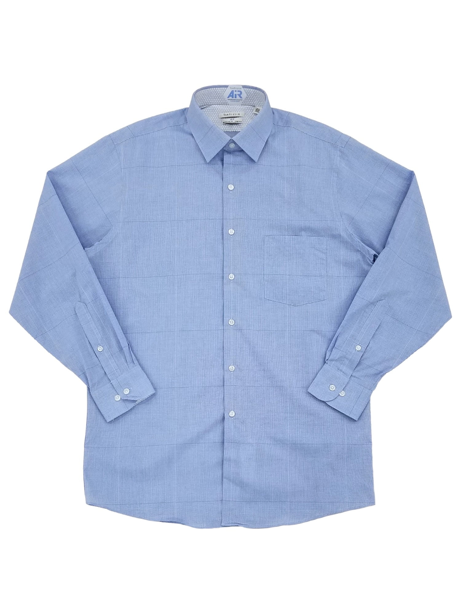 Van Heusen Mens Dress Shirt Slim Fit Flex Collar Stretch Solid 17.5 Neck  36-37 Sleeve Charcoal