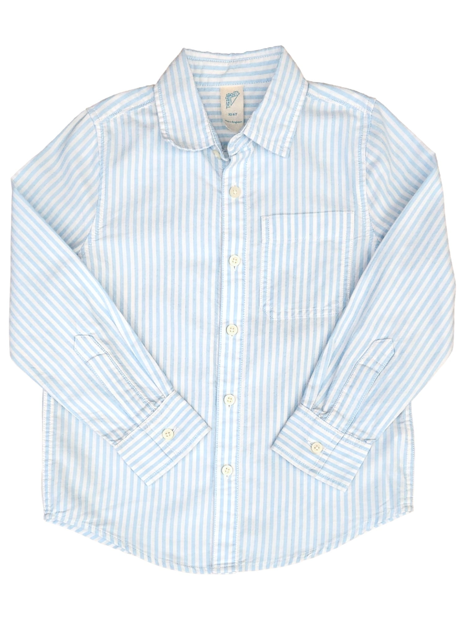 There Abouts Boys Blue & White Stripe Long Sleeve Button Front