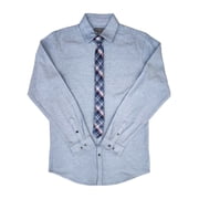 Van Heusen Boys Blue Flex Long Sleeve Button Shirt With Clip-On Tie Large 14-16