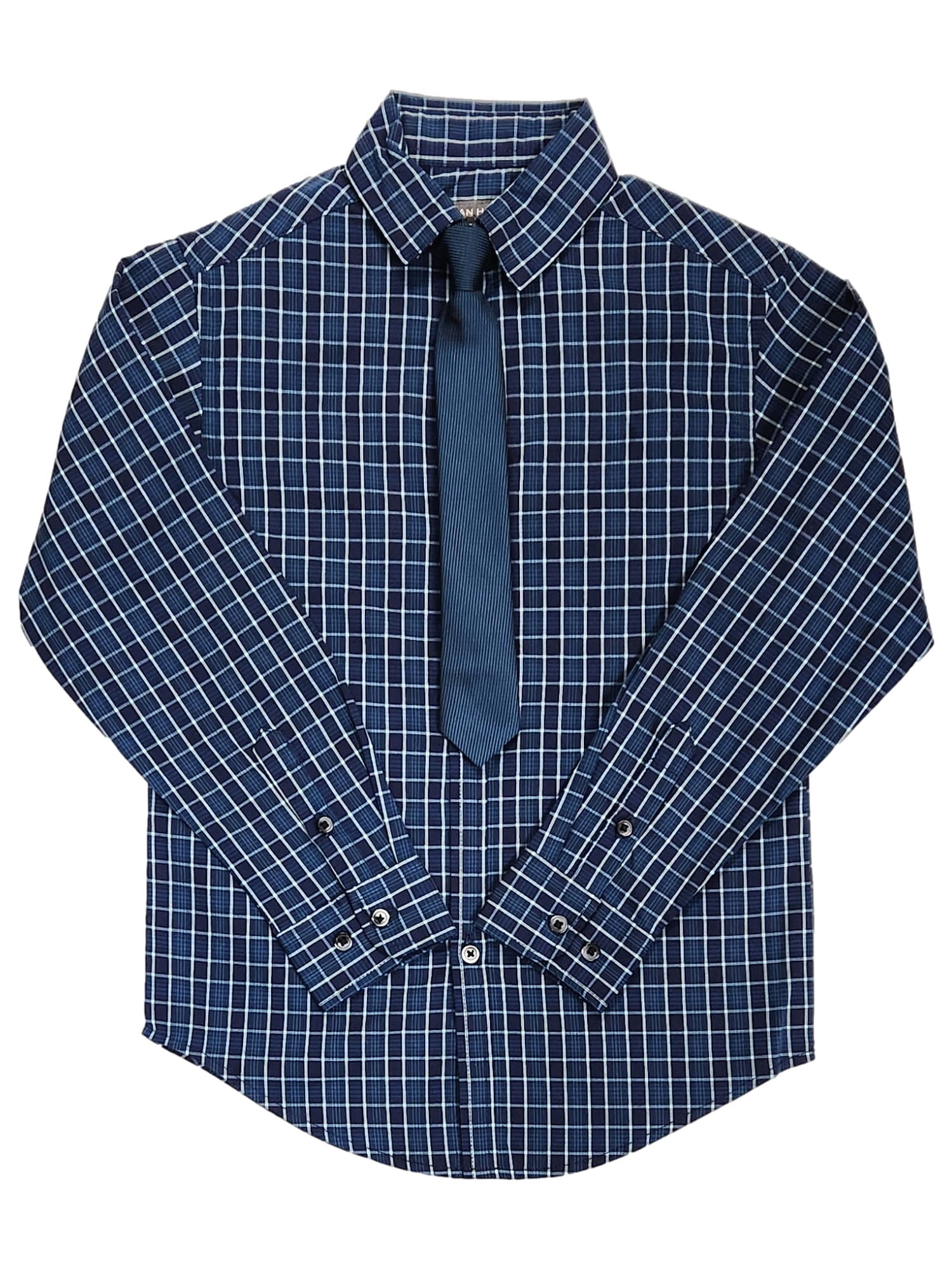 blue checkered dress shirt with tie Shelbie