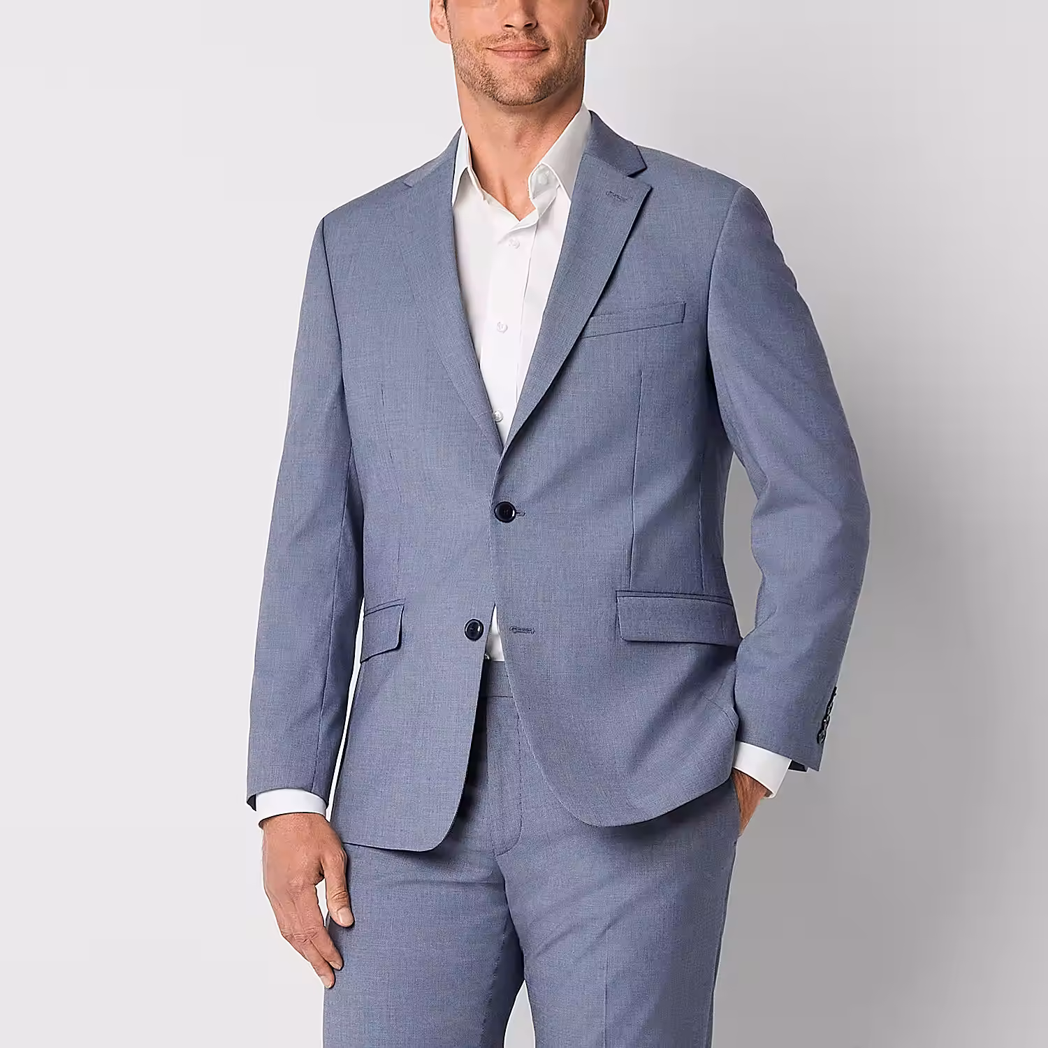 Cool Flex Men's Stretch Fabric Slim Fit Suit Jacket 46 Long Blue