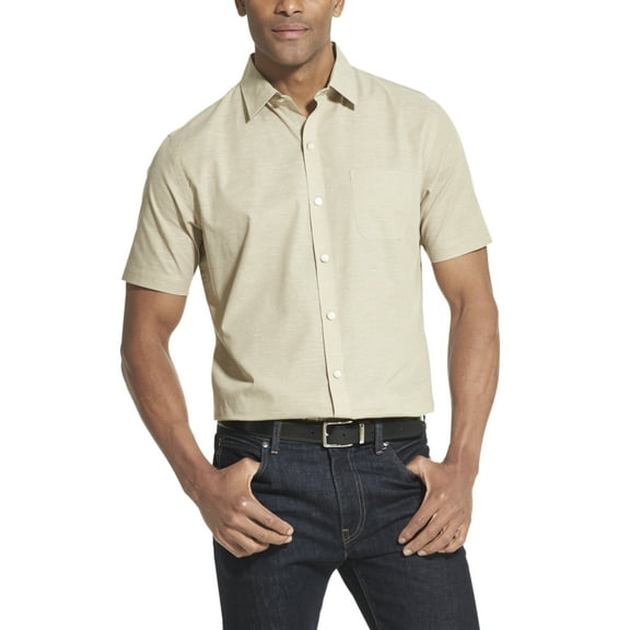 Van Heusen Men's Air Texture Short Sleeve Button Down Shirt