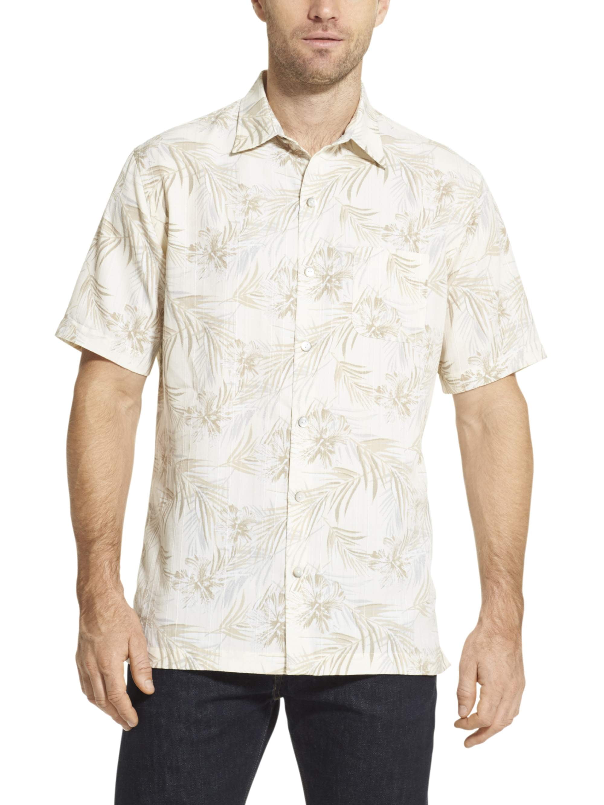 Van Heusen Men's Air Tropical Print Short Sleeve Button Down Shirt 