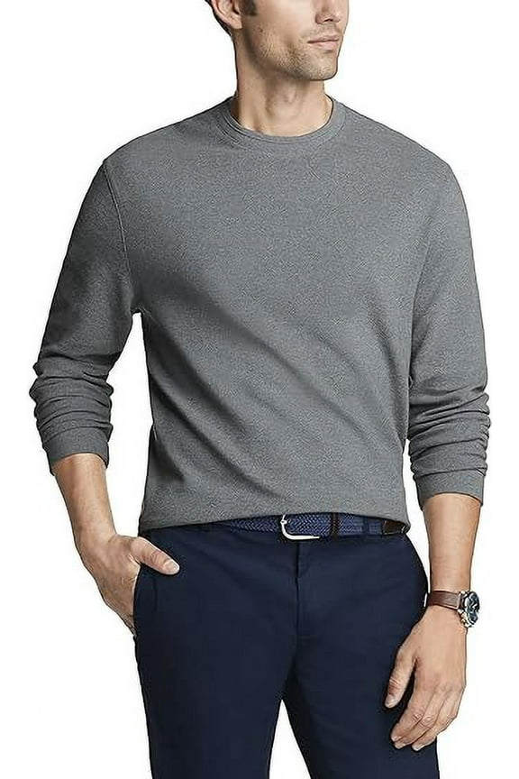 Men's  Big and Tall Essential Long Sleeve Ottoman Crewneck Shirt 3XL Tall Iron Gate