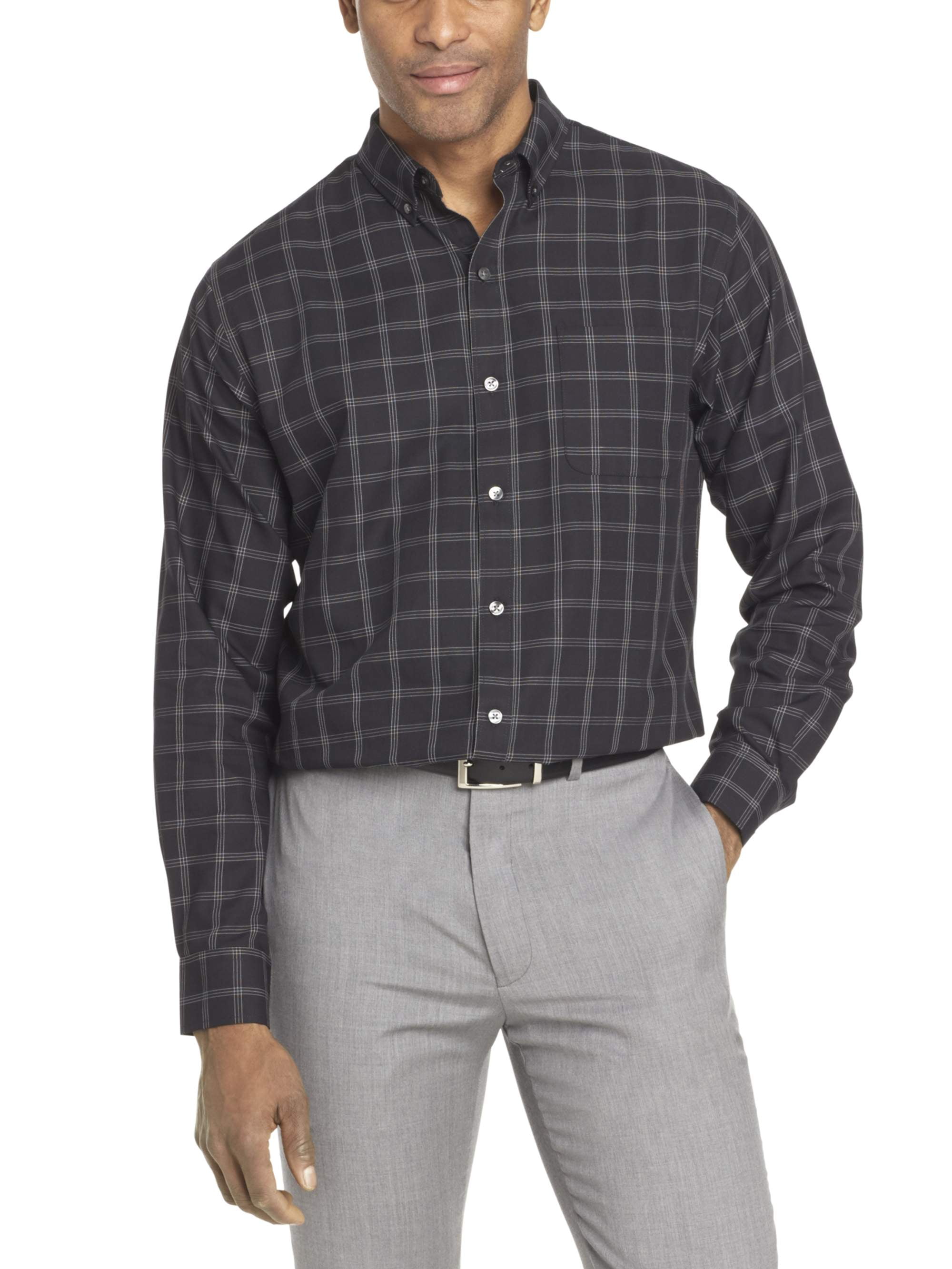 men's van heusen flex collar regular fit pincord dress shirt New Van Heusen Mens Regular-Fit Pincord Flex Collar Shirt Long Sleeve 18.5  36/37