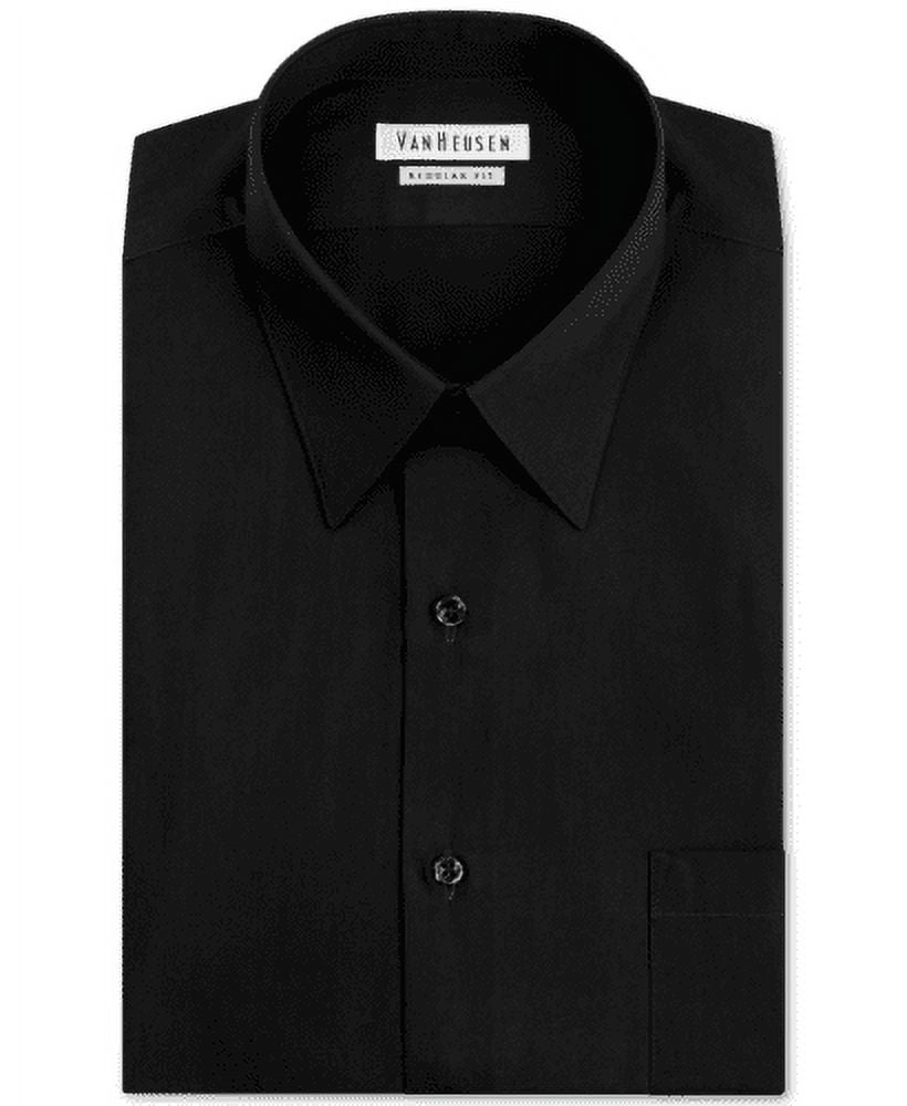 van heusen men's classic fit poplin dress shirt Van Heusen Men's Black Regular Wrinkle Free Dress Shirt Size 17 32/33 XL
