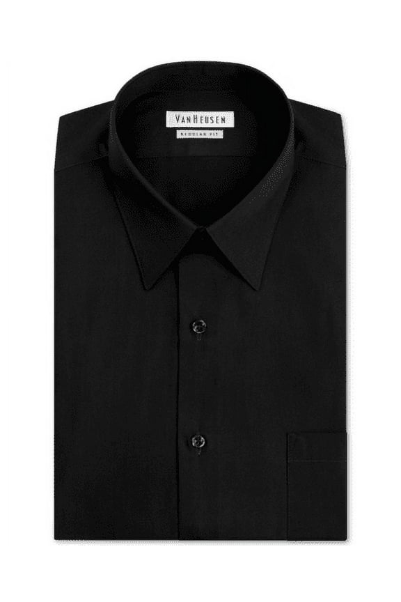 Men's Black Regular Wrinkle Free Dress Shirt Size 17 32/33 XL