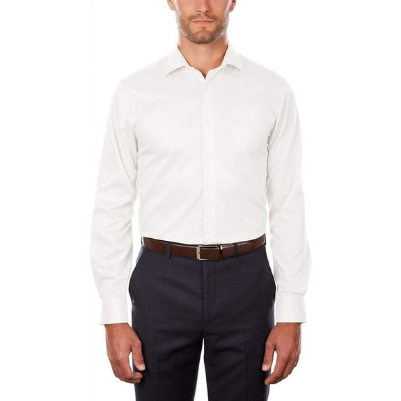 Van Heusen Men's Dress Shirt Regular Fit Flex Collar Stretch Solid 18" Neck Sleeve White