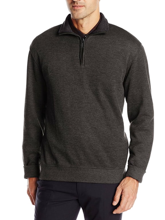 Men's Modern French Rib Long Sleeve 1/4 Zip Sweater