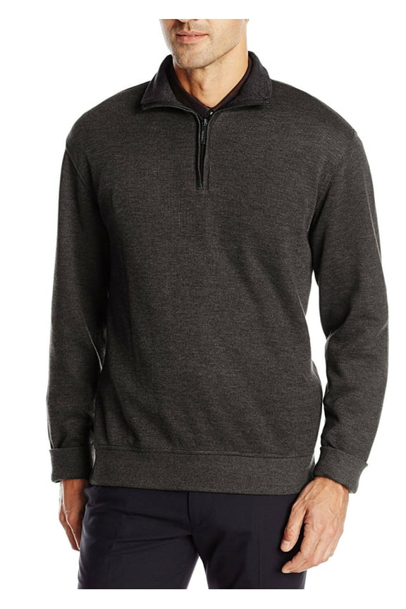 Men's Modern French Rib Long Sleeve 1/4 Zip Sweater
