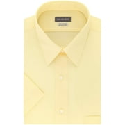 Van Heusen Men's Short Sleeve Dress Shirt Regular Fit Poplin Solid 16.5" Neck Yellow/Lemon Glaze/Yellow