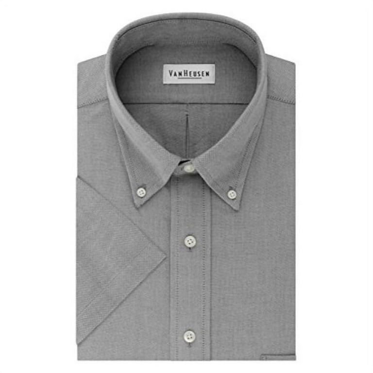 Van Heusen Men's Short Sleeve Oxford Dress Shirt, Greystone, X