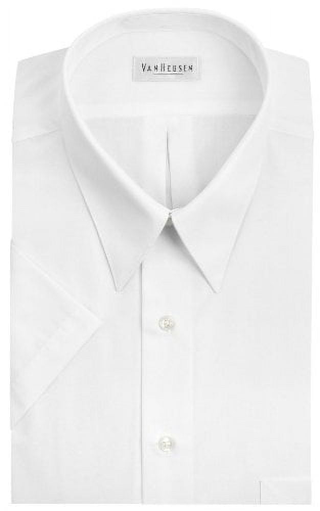 Van Heusen Men's Short Sleeve Wrinkle-Free Poplin Dress Shirt