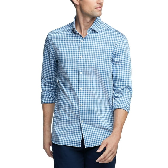 Van Heusen Men’s Slim-Fit Never-Tuck Dress Shirt, Light Blue, 15-15 12 34-35