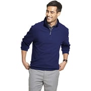 Van Heusen Mens Royal Navy Blue Never Tuck Quarter-Zip Pullover Sweatshirt L
