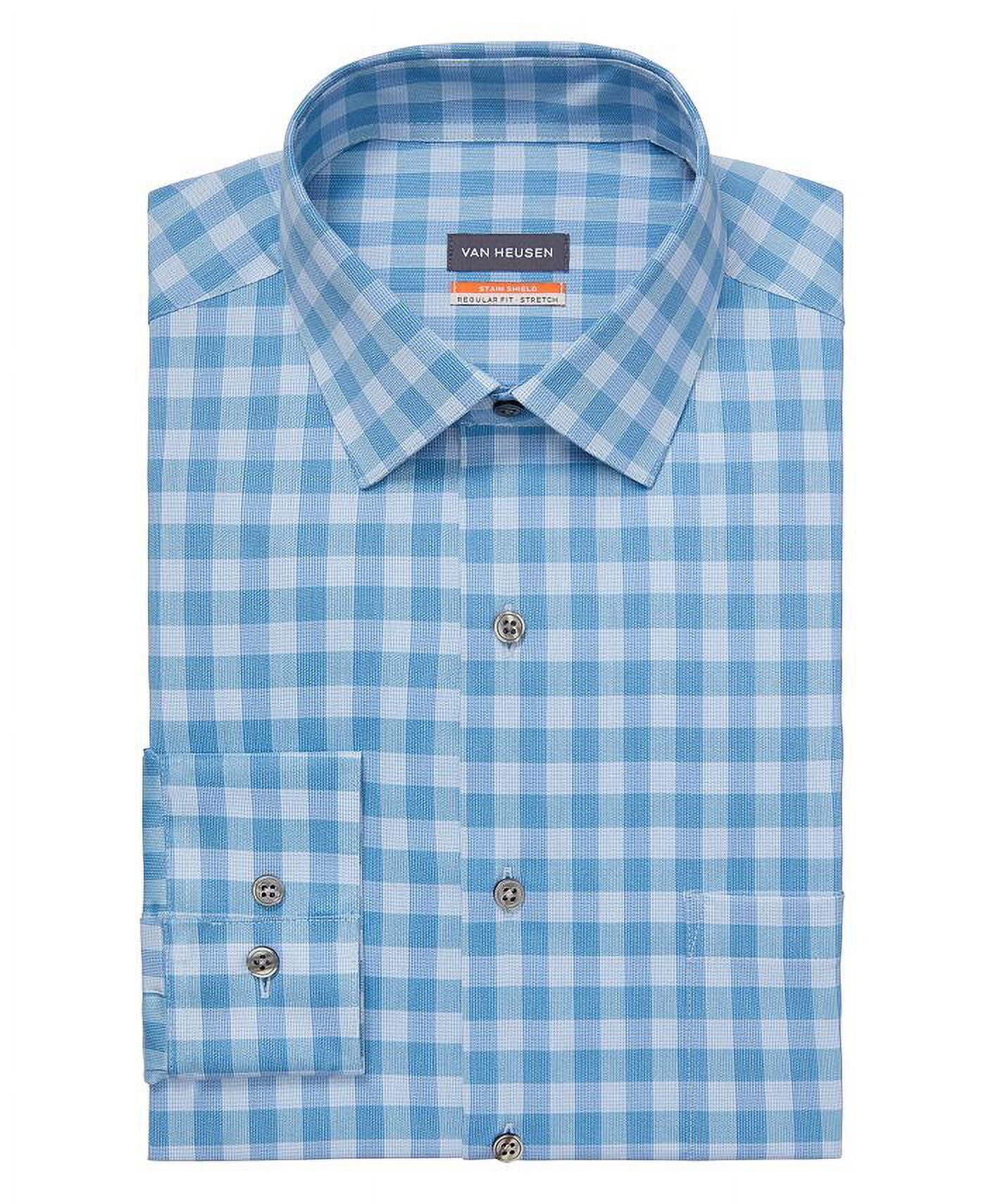slim fit dress slacks Cronbie Long Sleeve Slim Fit Stain Shield Grid Pattern Shirt main image 1