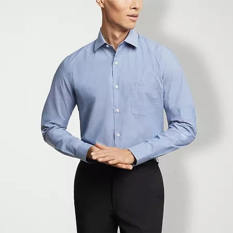 Van Heusen Mens Regular Fit Stain Shield Dress Shirt Penn Blue M 15-15.5  32/33 - Walmart.com