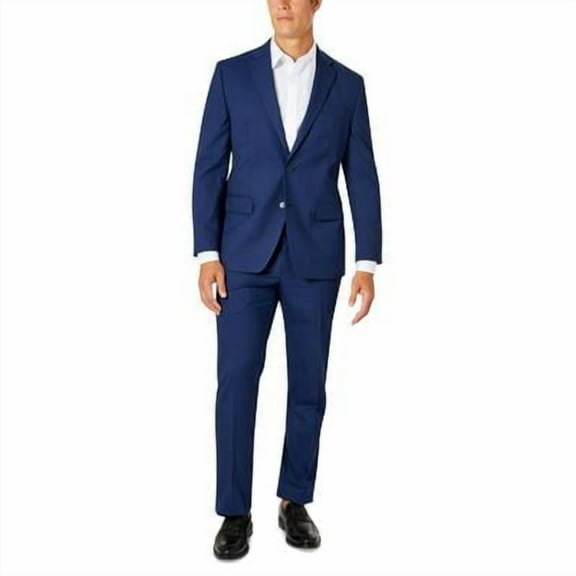 Van Heusen Men's Stretch Performance Button Two Piece Business Suit Jacket and Pants, Navy Plaid, 40