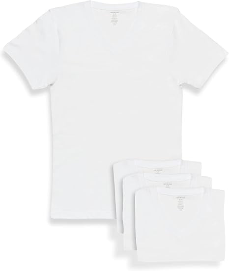 VAN HEUSEN Men's Undershirts - 4 Pack Soft Cotton Tag Free V Neck Undershirts with Ribbed Neckline