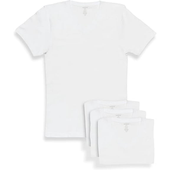 Van Heusen® Men's Undershirts - 4 Pack Soft Cotton Tag Free V Neck Undershirts with Ribbed Neckline