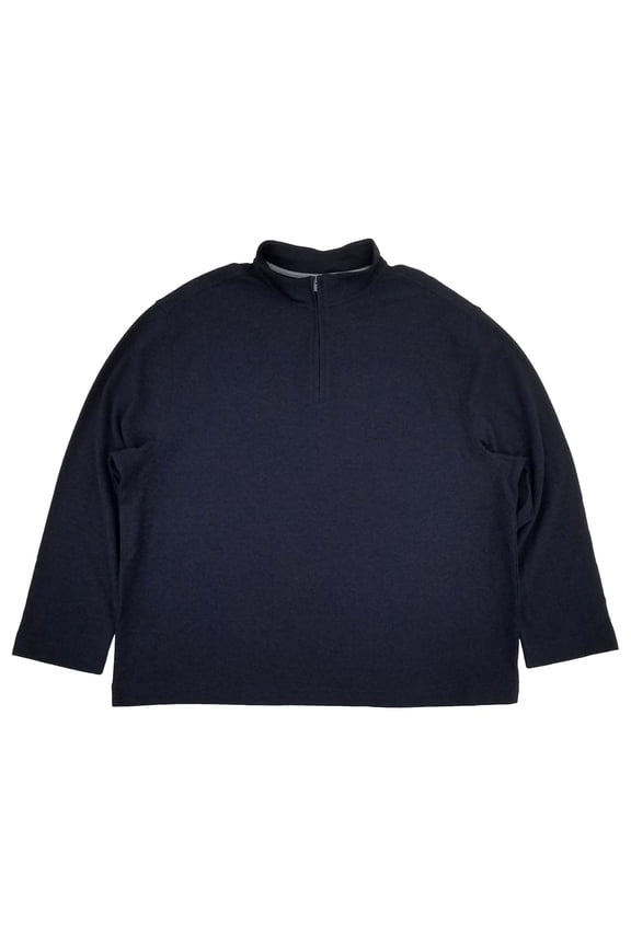 Mens Big & Tall Dark Blue Ottoman 1/4 Zip Pullover Sweatshirt 2XL