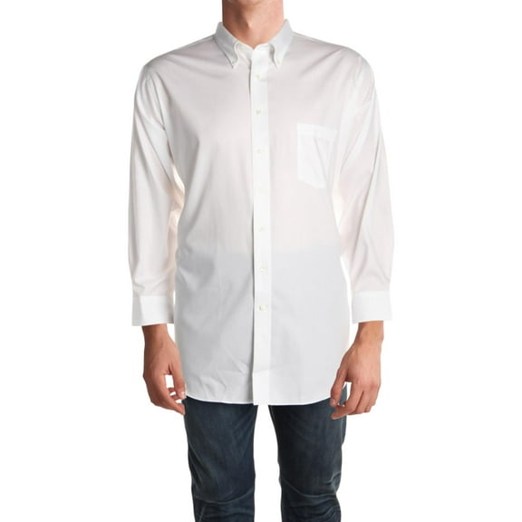 Van Heusen Mens Big & Tall Stretch Collar Classic Fit Button-Down Shirt White