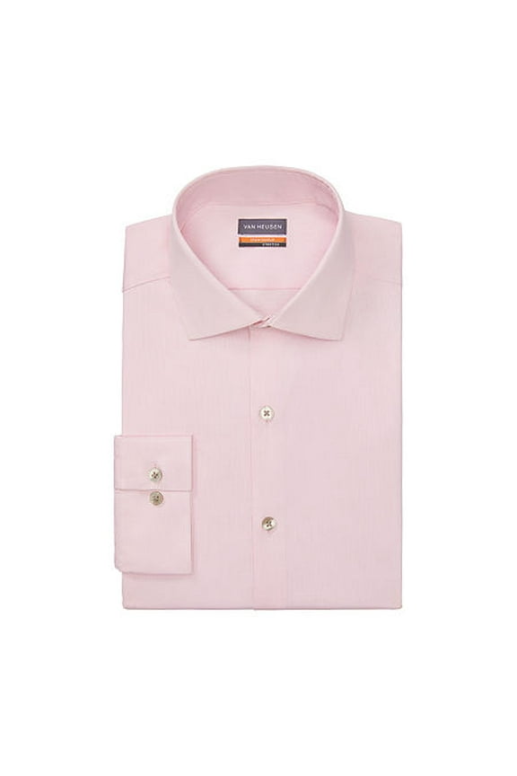 Mens Big and Tall Spread Collar Long Sleeve Stretch Fabric Dress Shirt, 19 32-33, Pink
