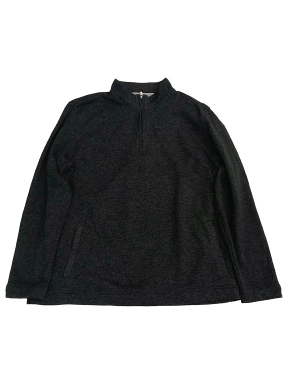 Mens Black Heather Quarter Zip Mock Neck Sweatshirt Jacket XX-Large