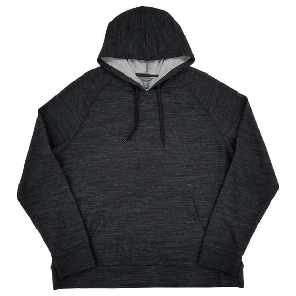 Van Heusen Mens Black Heather Raglan Pullover Hoodie Sweatshirt X-Large