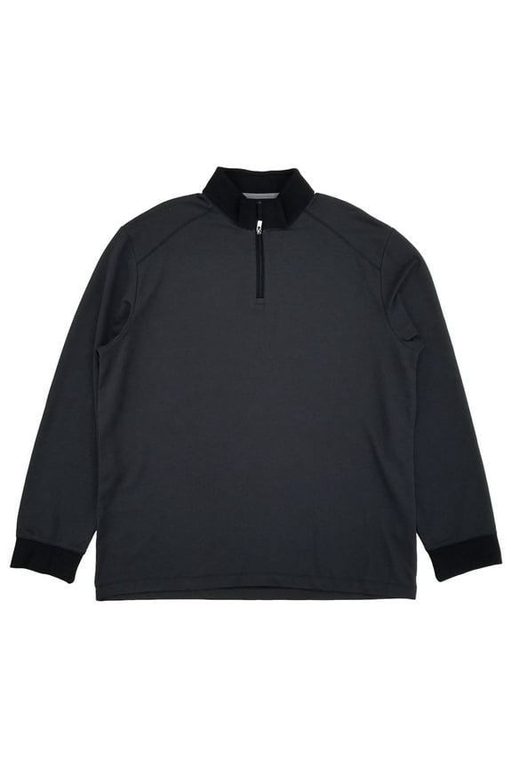 Mens Black Long Sleeve High Neck Pique Quarter-Zip Pullover 2XLB