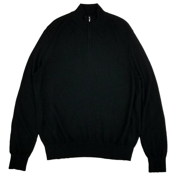 Van Heusen Mens Black Long Sleeve Mock Neck Quarter Zip Merino Sweater Small