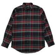 Van Heusen Mens Black Red Gray Plaid Long Sleeve Button-Down Shirt Large