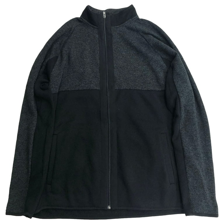 Van Heusen Mens Black Zip Front Mock Neck Sweatshirt Jacket XX Large