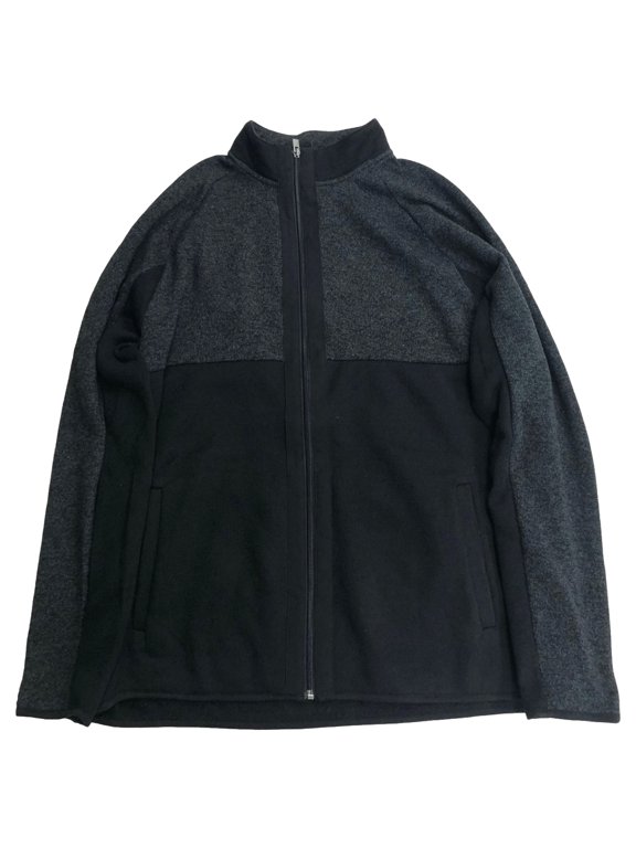 Mens Black Zip Front Mock Neck Sweatshirt Jacket XX-Large