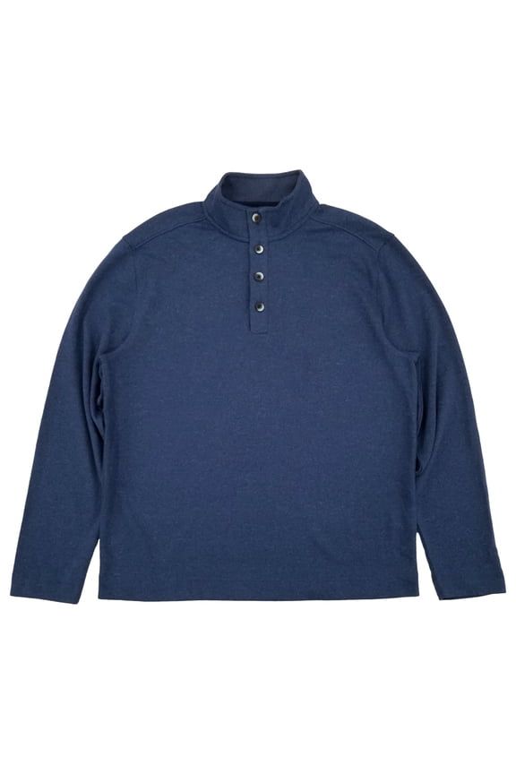 Mens Blue Barge Never Tuck Classic-Fit Button Mock Pullover Small
