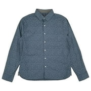 Van Heusen Mens Blue Leaf Long Sleeve Slim Fit Button-Down Shirt Medium
